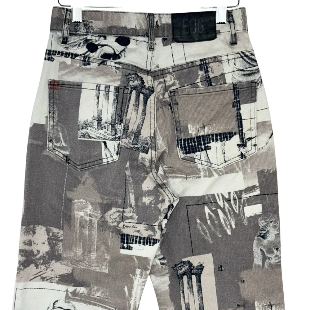 UO BDG High Waisted‎ Cowboy Jean Graphic Print straight leg Y2K retro Size 26